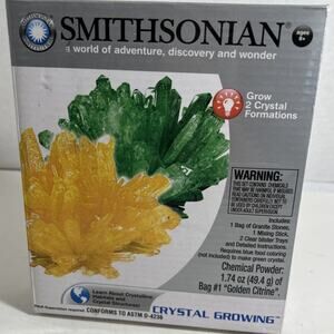 Smithsonian Crystal Growing Kit 2 Golden Citrine (add blue to be green) NWB